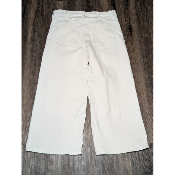 Banana Republic Womens White Wide Leg Crop Jeans Size 32/14 Washwell Denim - Picture 1 of 7